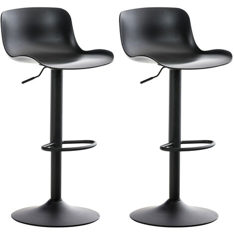 CLP – Lot de 2 tabourets de bar Almada en polypropylène noir – Hauteur réglable 81-102 cm – Pivotant 360° – Base ronde antidérapante