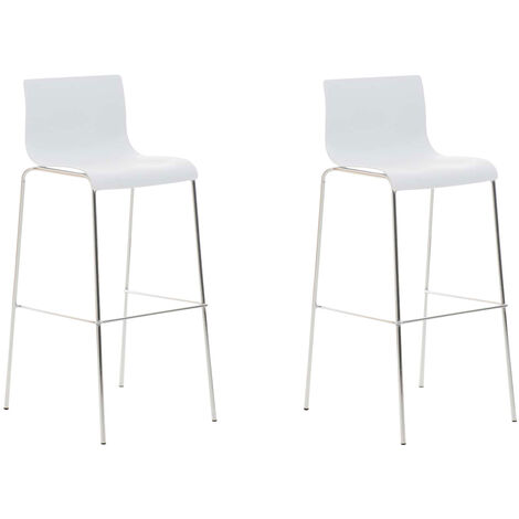 CLP – Lot de 2 tabourets de bar – Assise en polypropylène – Pieds en métal chromé – Conception ergonomique avec repose-pied