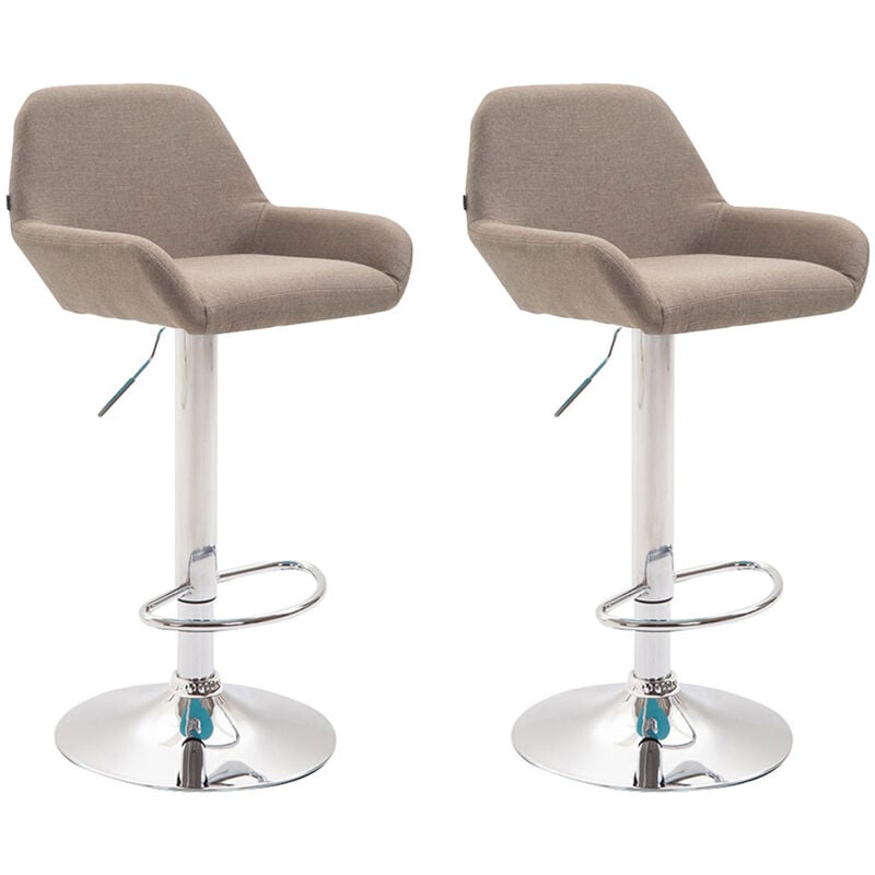 CLP - Réglez 2 tabourets Braga en tissu Tortora, Chrom