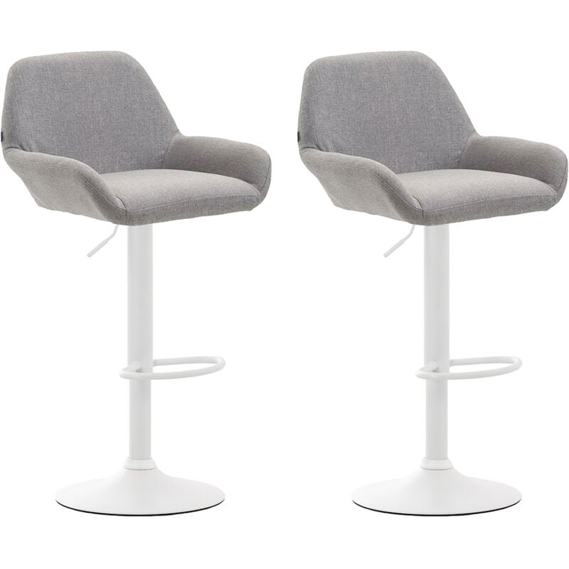 CLP - Réglez 2 tabourets de braga en tissu gris, Weiß
