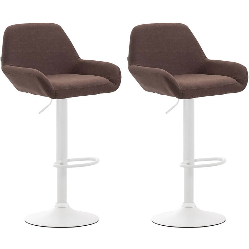 CLP - Lot de 2 tabourets de bar Braga en tissu Marron Blanc