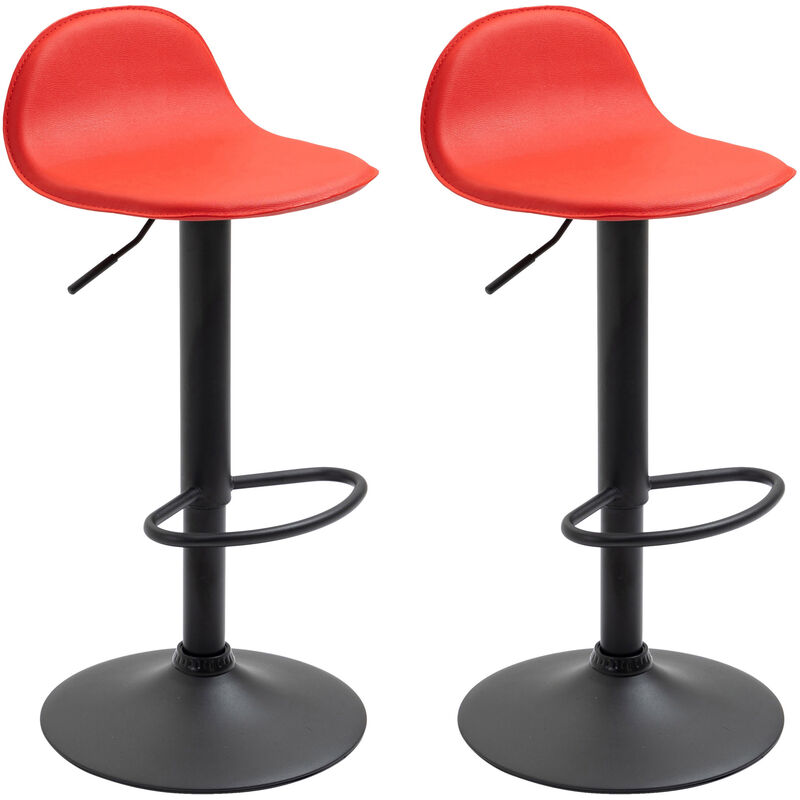 CLP - Réglez 2 tabourets en laine haute en rouge, Schwarz