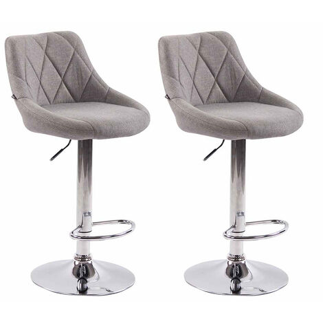 CLP – Lot de 2 tabourets de bar en tissu gris – Hauteur réglable 83-104 cm – Siège rembourré 360° – Capacité 120 kg
