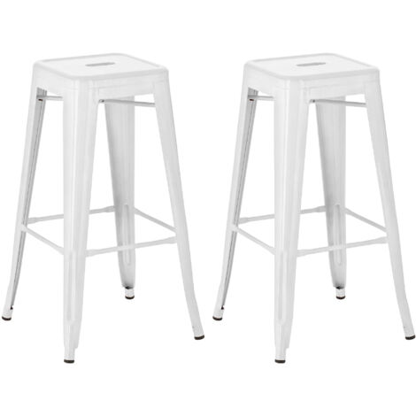 Lot de 2 tabourets de bar Joshua blanc