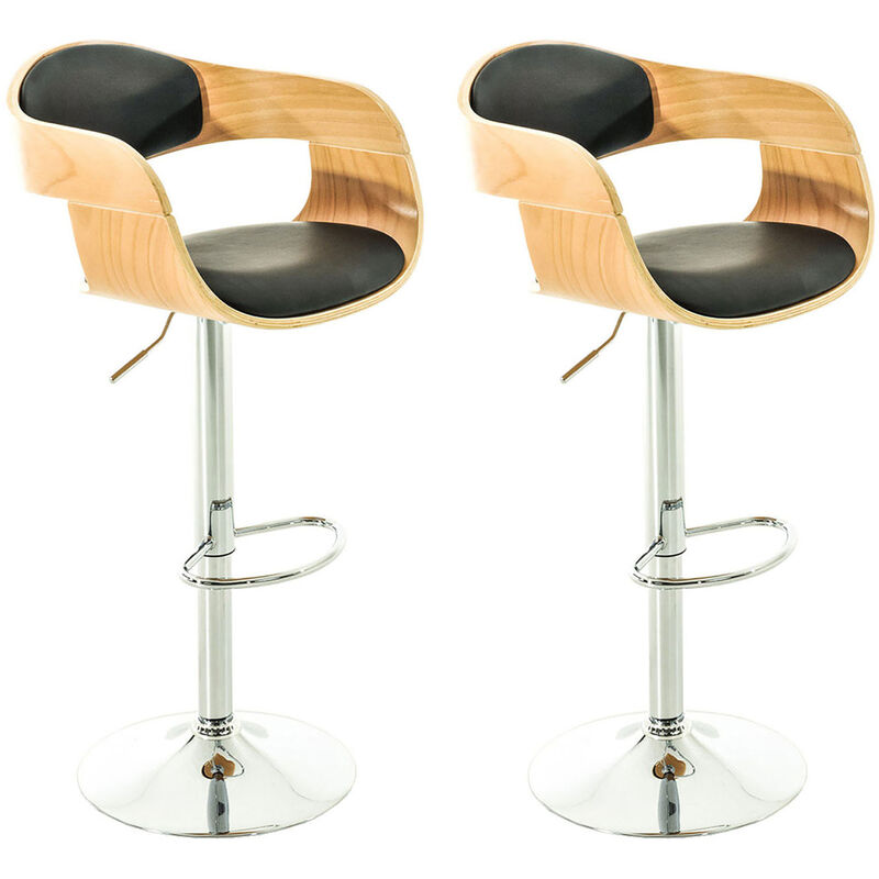 CLP - Lot de 2 tabourets de bar Kingstone similicuir Nature / Noir