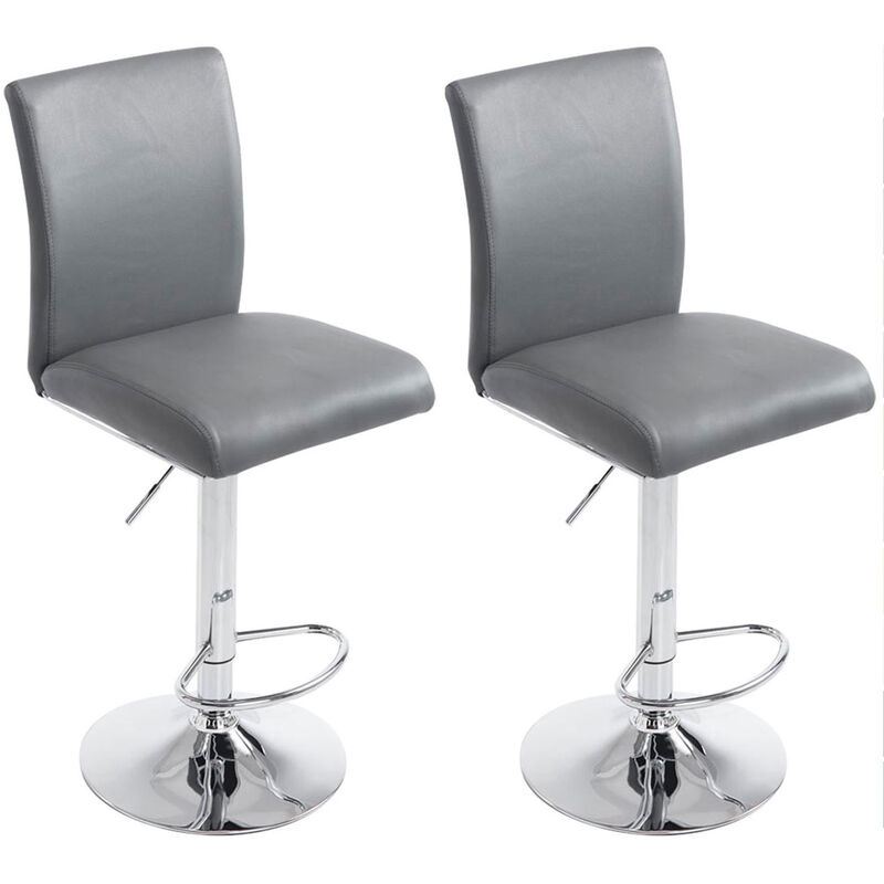 CLP - Lot de 2 tabourets de bar Köln similicuir Gris