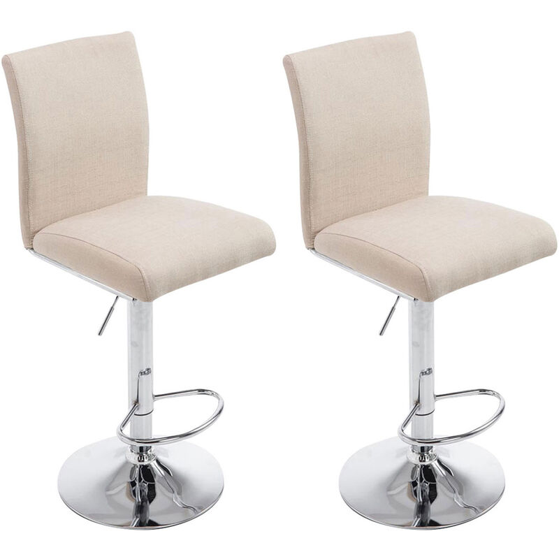 CLP - Lot de 2 tabourets de bar Köln tissu Crème