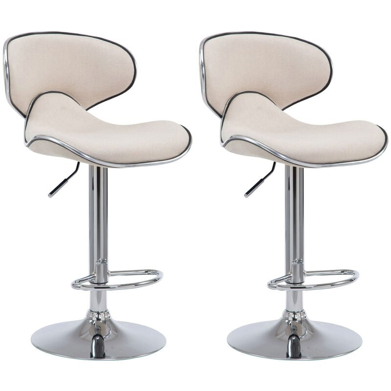 Ensemble de 2 tabourets de cuisine avec design exclusif en différentes couleurs tissu colore : Crème