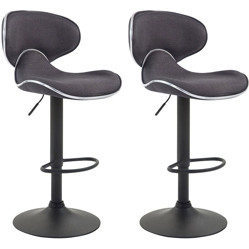 CLP - Réglez 2 tabourets de cuisine Las Vegas V2 en tissu gris foncé, Schwarz