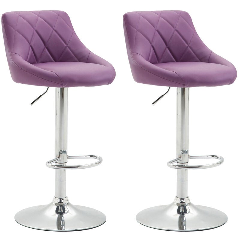 CLP - Lot de 2 tabourets de bar Lazio similicuir Violet