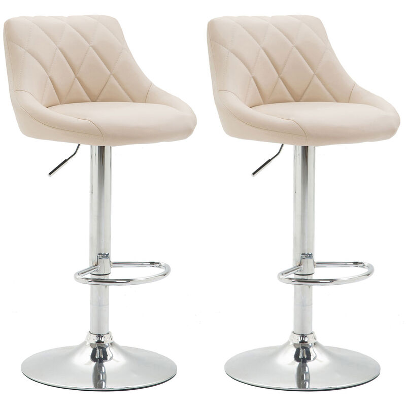 CLP - Lot de 2 tabourets de bar Lazio similicuir Crème