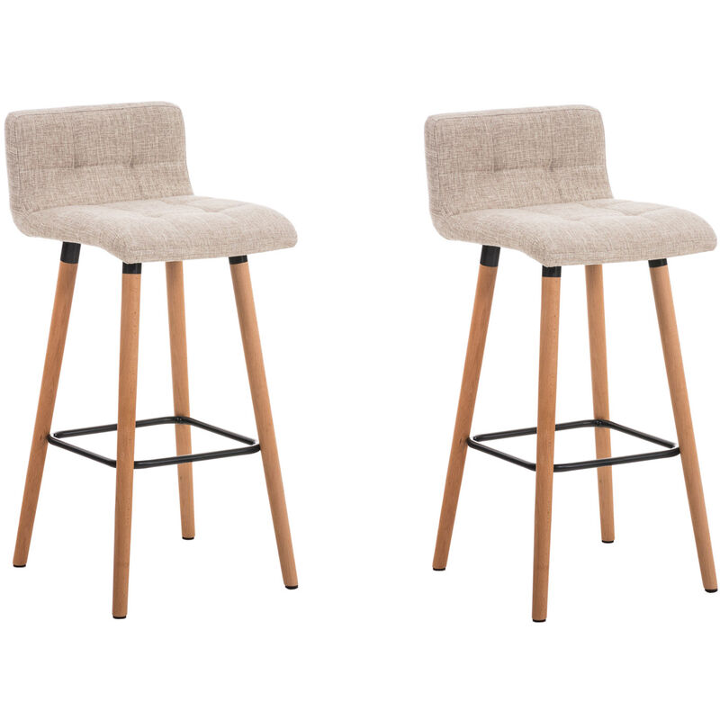 CLP Lot de 2 Tabourets de Bar Lincoln V2 Tissu , Nature/Crème