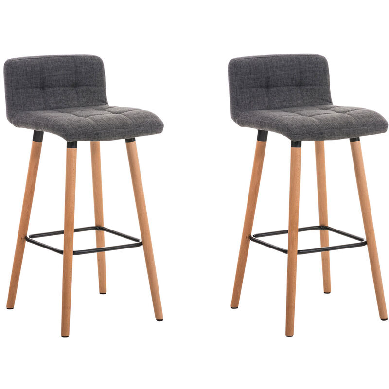 Réglez 2 tabourets hauts avec dos en tissu chaises de cuisine matelassées différentes couleurs Couleur : Gris clair