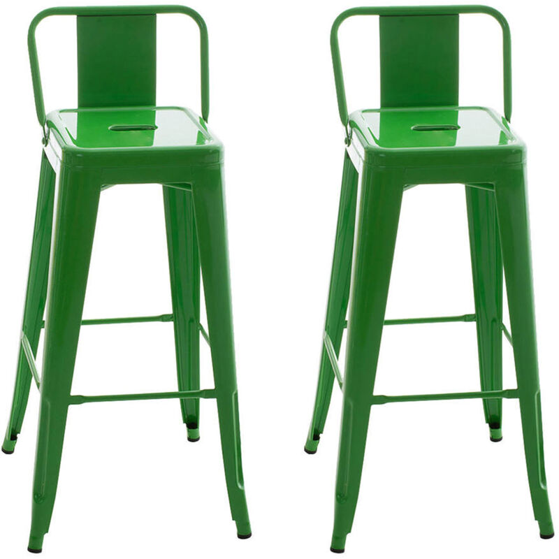 Ensemble de 2 tabourets hauts avec dossier métallique de style industriel dans différentes couleurs colore : VERT