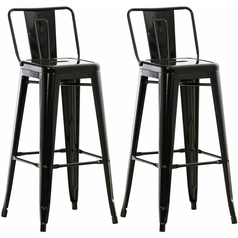 CLP - Lot de 2 Tabourets de bar Mason Noir