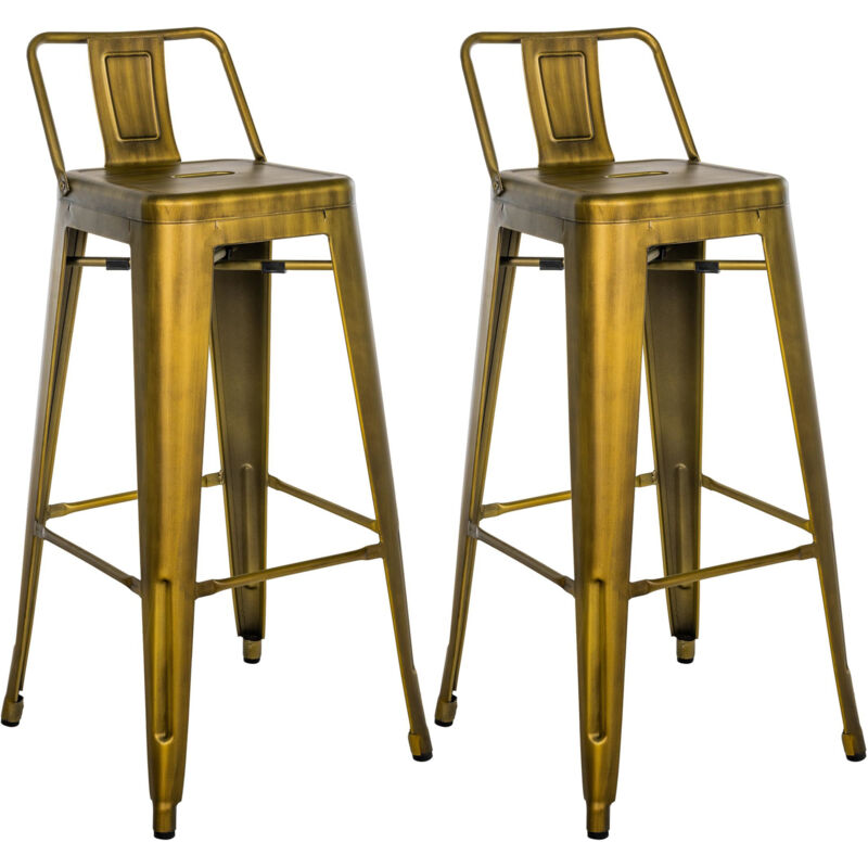 CLP - Lot de 2 Tabourets de bar Mason Or