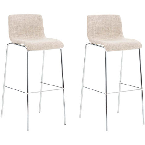 CLP – Lot de 2 tabourets de bar modernes en tissu polyester – Hauteur 100 cm – Rembourrage confortable – Métal chromé