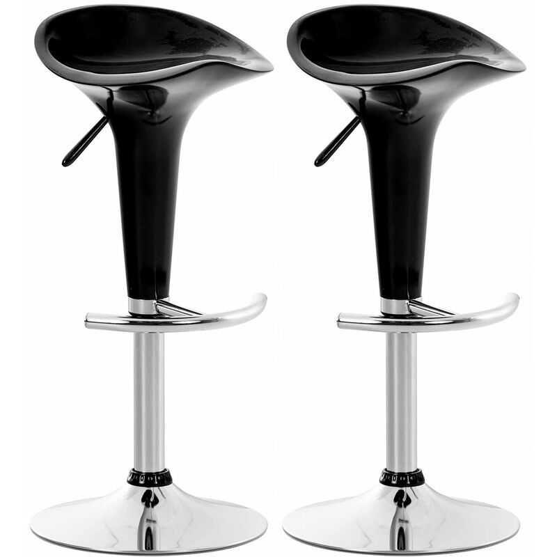CLP - Lot de 2 Tabourets de Bar Saddle Noir