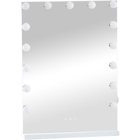 CLP – Miroir grossissant LED avec lumière réglable – 15 lumières – Commande tactile – Port USB intégré – Hauteur 61 cm – Largeur 43 cm