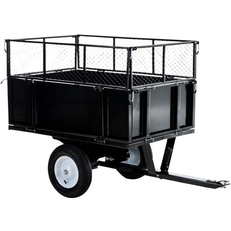 CLP – Chariot remorque basculant pour tracteur à gazon – Charge 300 kg – Pneus gonflables 4.00-8 – Parois hautes en acier – Dimensions 167x80x80 cm