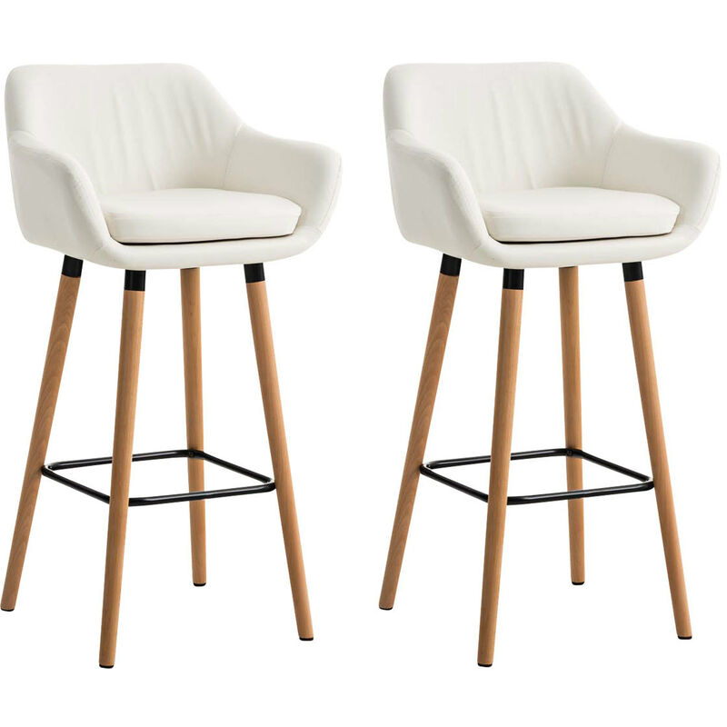 

CLP - Set De 2 Taburetes Grant En Simil Cuero Blanco