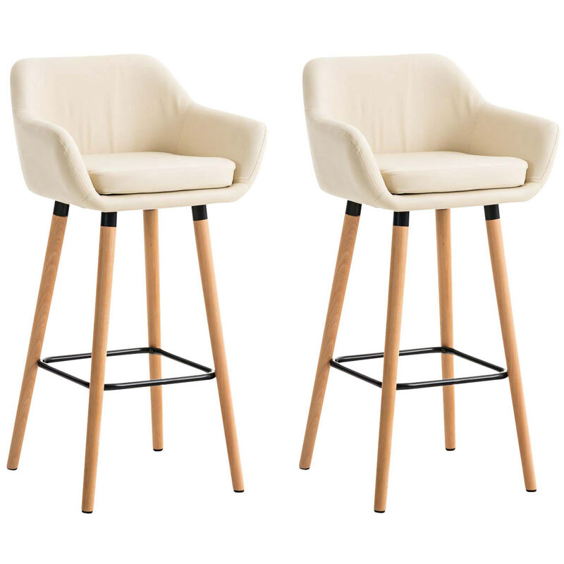 

CLP - Set De 2 Taburetes Grant En Simil Cuero Crema