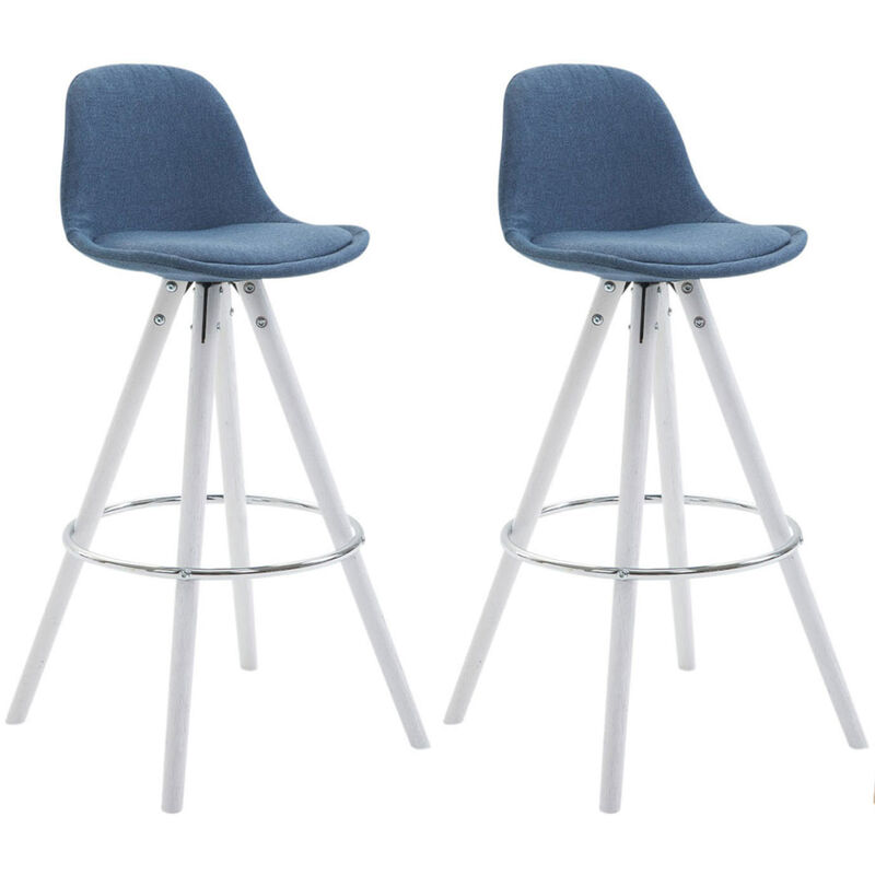 

CLP - Set 2x Taburetes Franklin Rund en Tela Azul Blanco (roble)