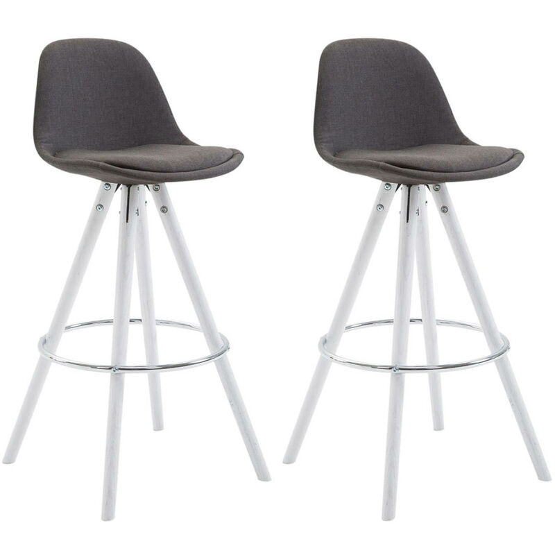 

CLP - Set 2x Taburetes Franklin Rund en Tela Gris oscuro Blanco (roble)