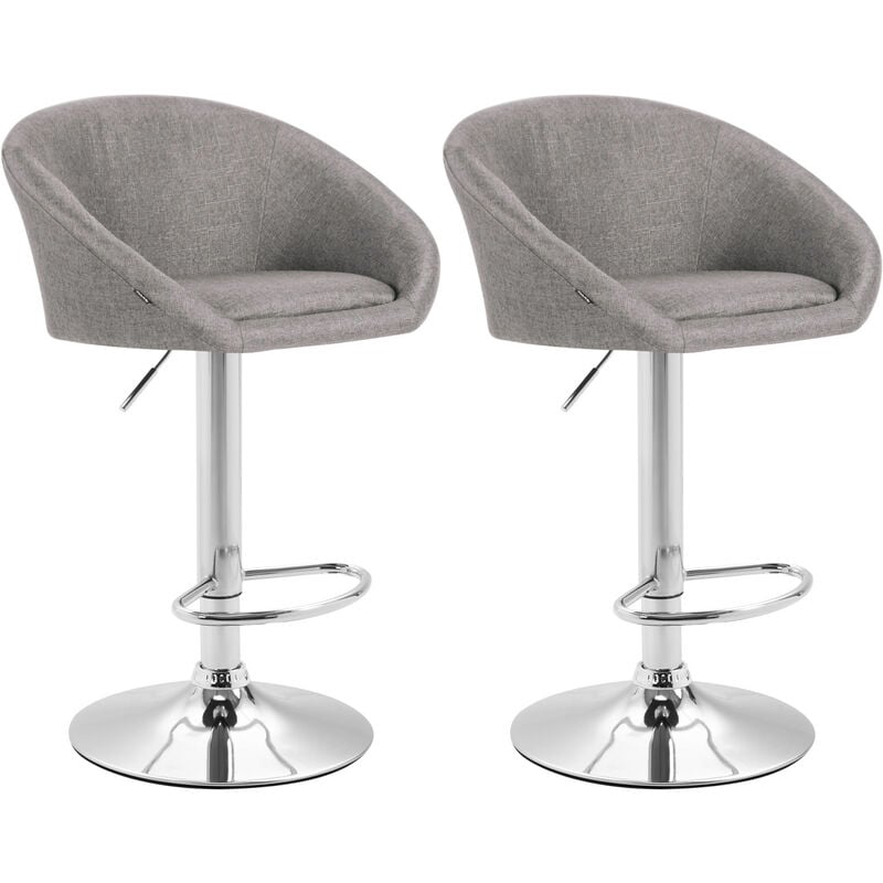 CLP - Set de 2 tabourets de bar Miami V2 tissu Chrome Gris clair