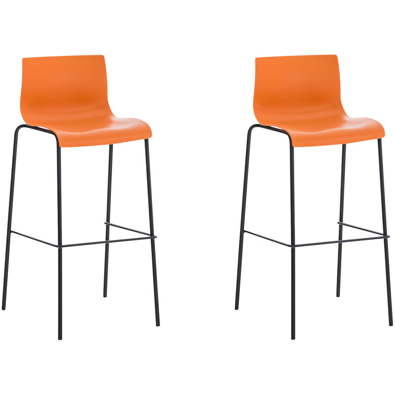 Set 2x Taburete Hover con Asiento de Plástico & Base de Metal Naranja Negro