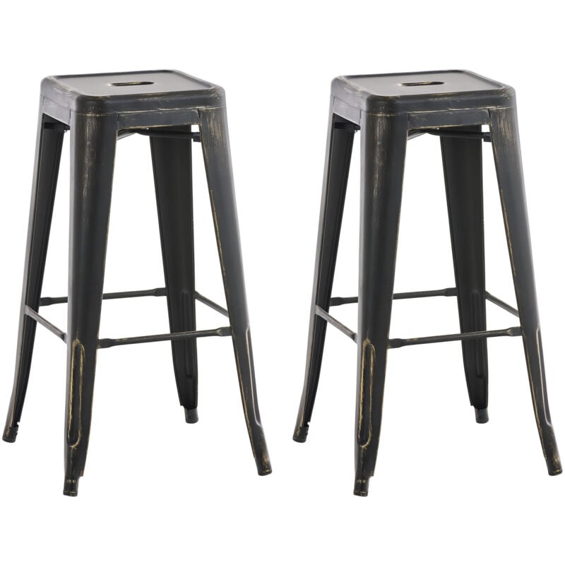 

CLP - Set de 2x Taburetes Joshua Negro/dorado
