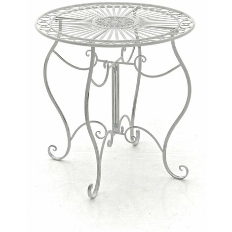 CLP – Table de jardin ronde en fer – Hauteur 72 cm, largeur 70 cm – Style rustique – Pour balcon, jardin ou terrasse