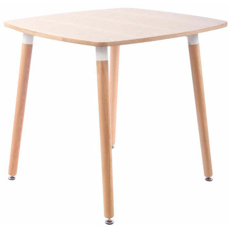 CLP – Table de salle à manger en MDF avec pieds en bois de hêtre – Protection de sol réglable – Dimensions 60/80 cm – Couleur naturel