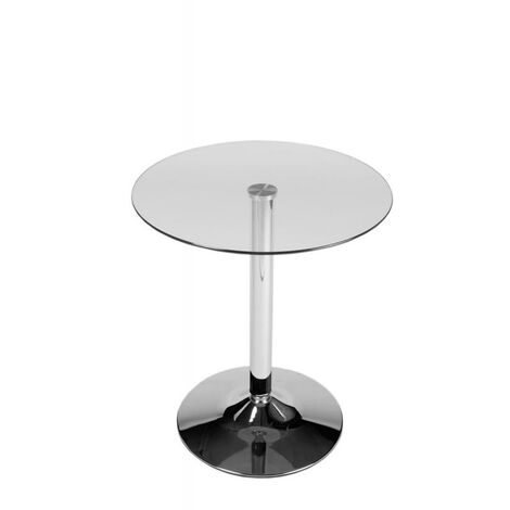 CLP – Table haute ronde Ø 60 cm en verre et acier inoxydable – Hauteur 70 cm – Design moderne pour bistrots et restaurants
