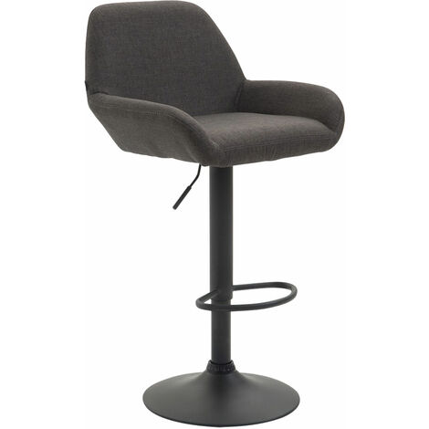 CLP – Tabouret de bar en tissu noir avec pied en métal – Hauteur réglable 89-109 cm – Siège rembourré 8 cm – Pivotant 360°