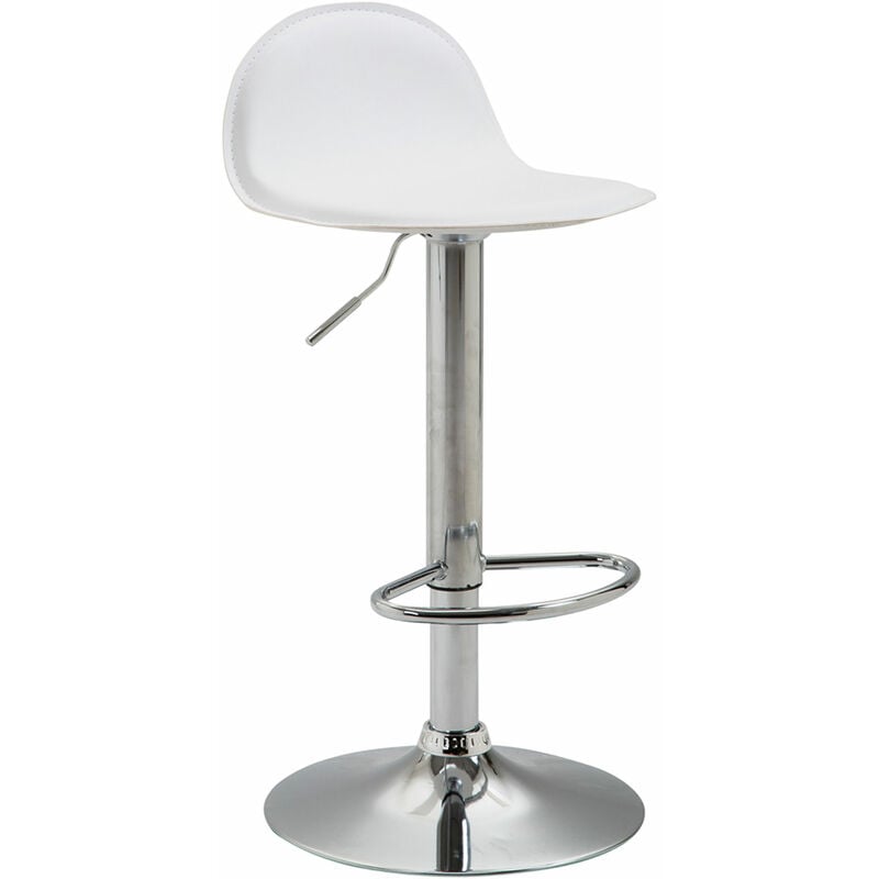 CLP - Tabouret de cuisine en cuir eco avec pivot et pas réglables dans différentes couleurs Couleur : Blanc