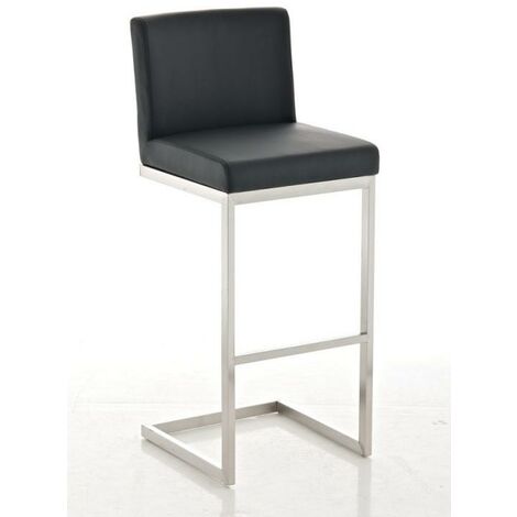 CLP – Tabouret de bar en cuir et acier – Hauteur assise 77 cm – Dossier ergonomique – Charge jusqu'à 240 kg – Design moderne