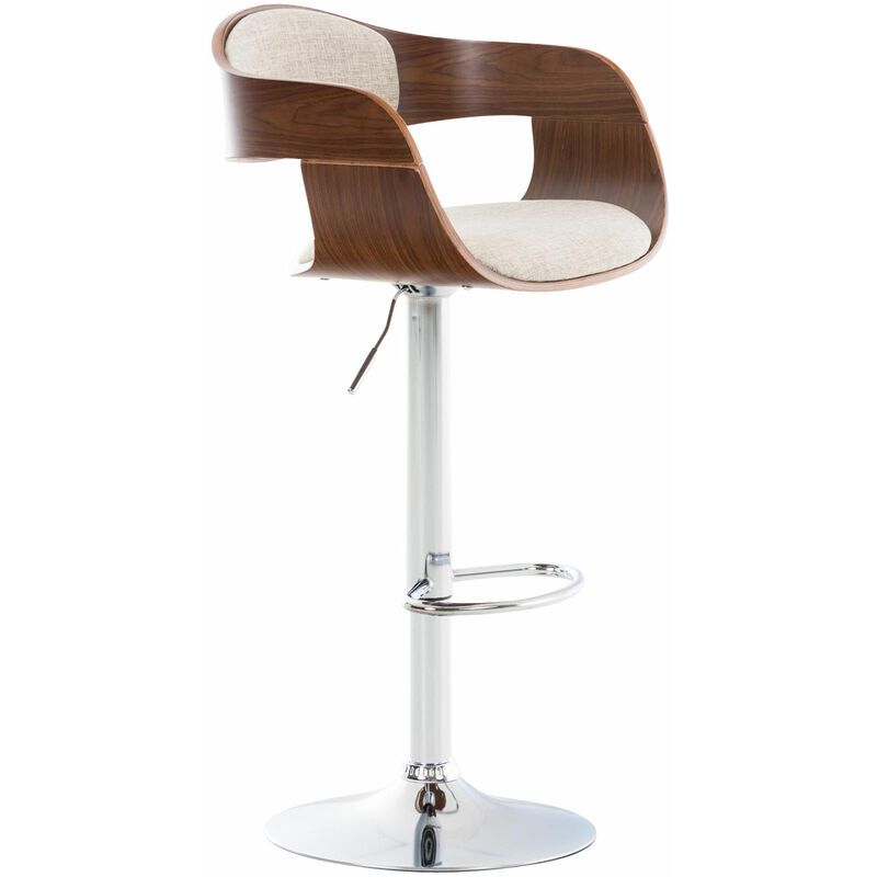 CLP - Tabouret de cuisine Kingston en tissu / crème en noyer