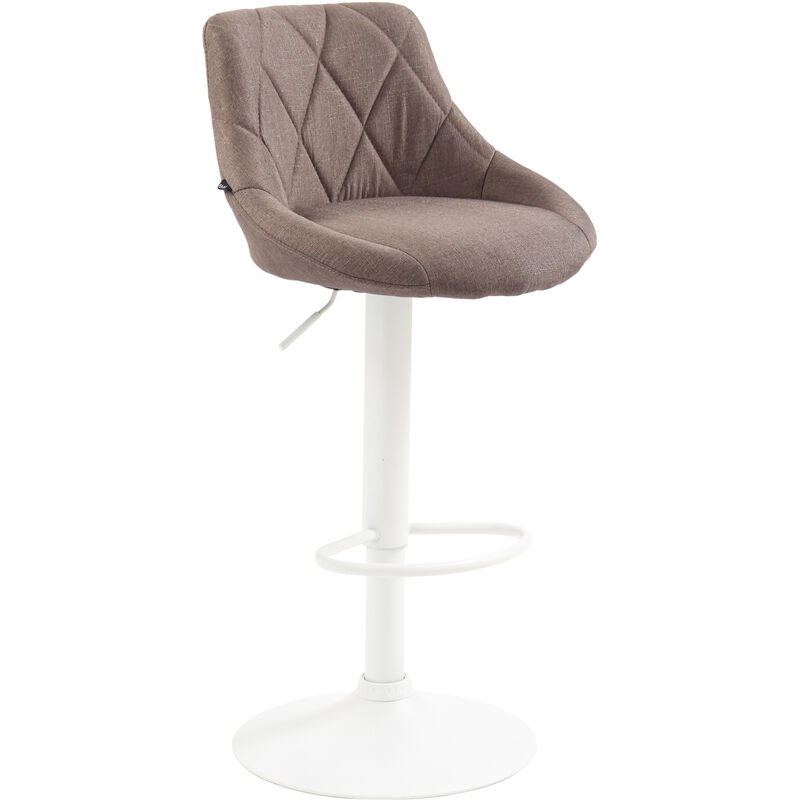 CLP - Tabouret de bar Lazio en Tissu Hauteur réglable siège pivotant Taupe Blanc