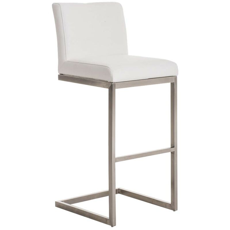 Tabouret avec cadre en acier en porte-à-faux et siège de tissu de différentes couleurs colore : Blanc