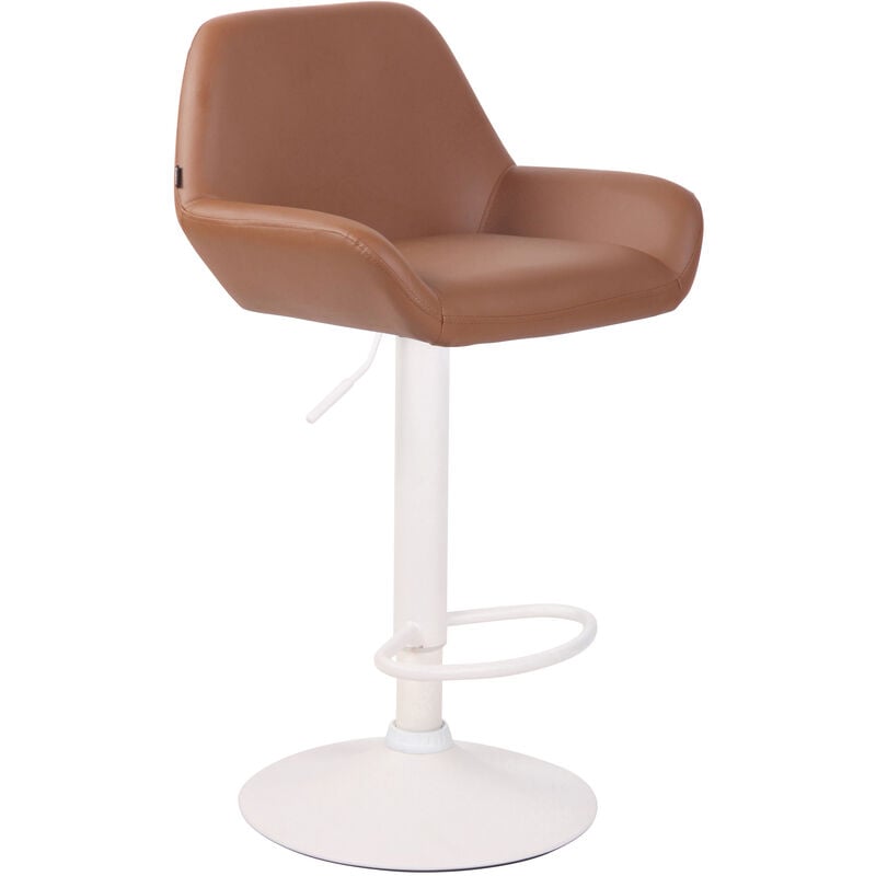 

CLP - Taburete De Bar Braga En Simil Cuero Marrón claro Metal blanco mate