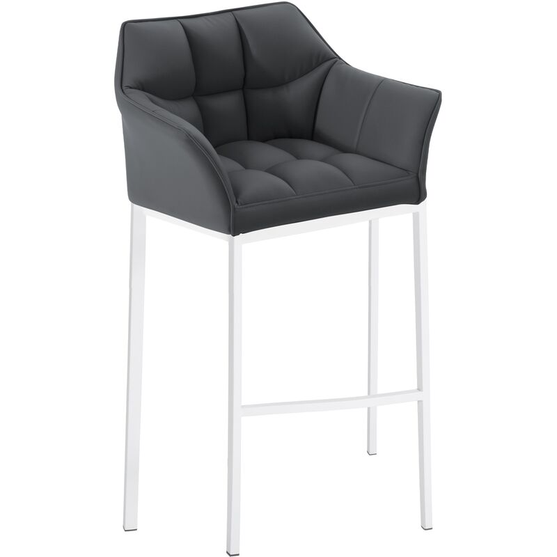 

CLP - Taburete De Bar Damaso Con Base De 4 Pies Gris Metal blanco mate