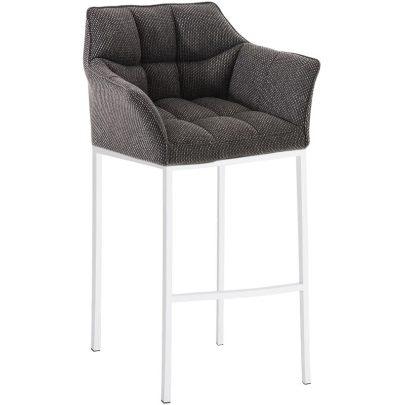 

Taburete de bar Damaso Base de 4 Pies & Tela Gris titaneo Metal blanco mate