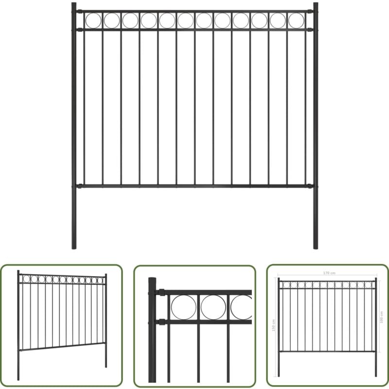 Nvees - The Living Store Clôture de jardin Acier 1,7x1 m Noir - Clôture Jardin - Clôture Acier - Clôture Decorative - Barriere Jardin - Intimité