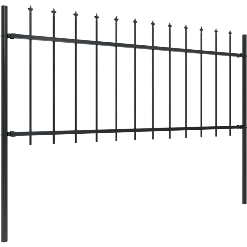 Inlife Clôture de jardin avec dessus en lance Acier 1,7 x 0,8 m Noir