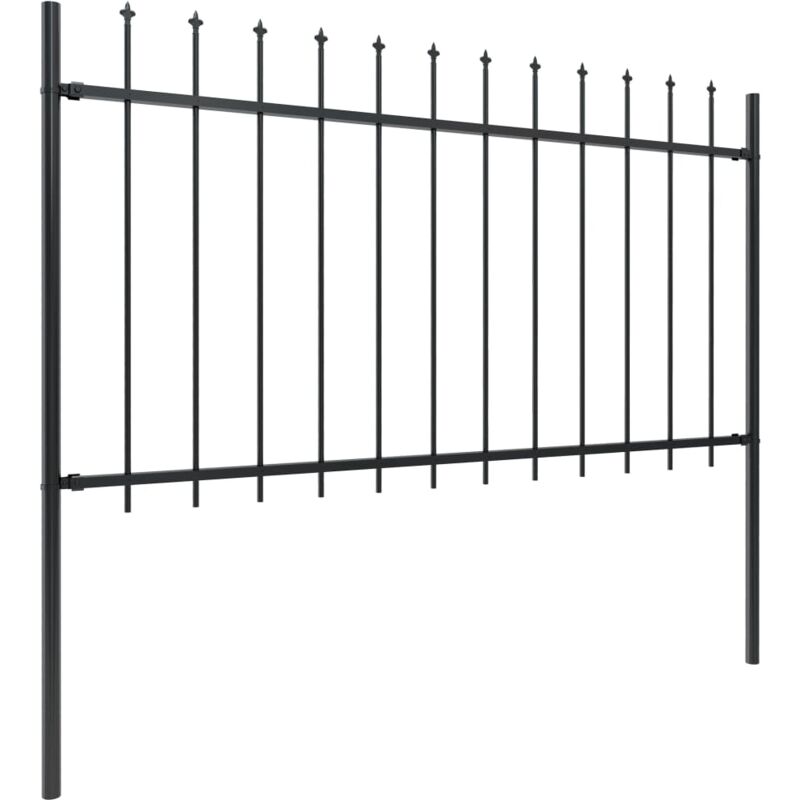 Lling - inlife Clôture de jardin avec dessus en lance Acier 1,7 x 1 m Noir