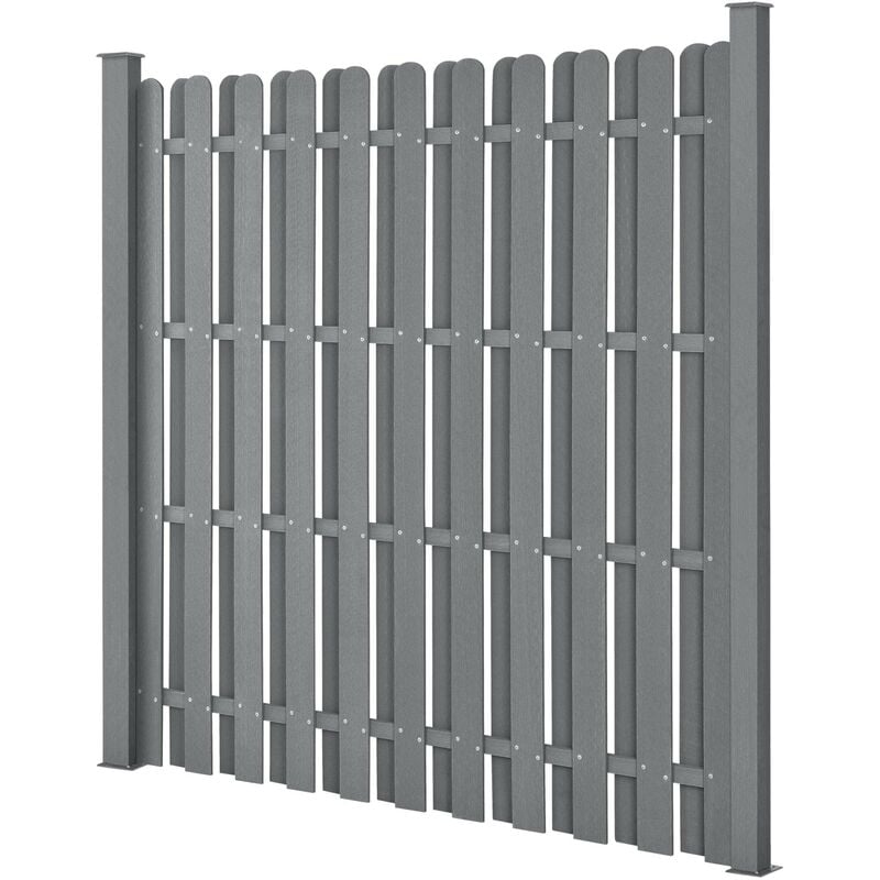 Clôture de jardin brise vent brise vue bois composite (wpc) 185 x 193 cm gris