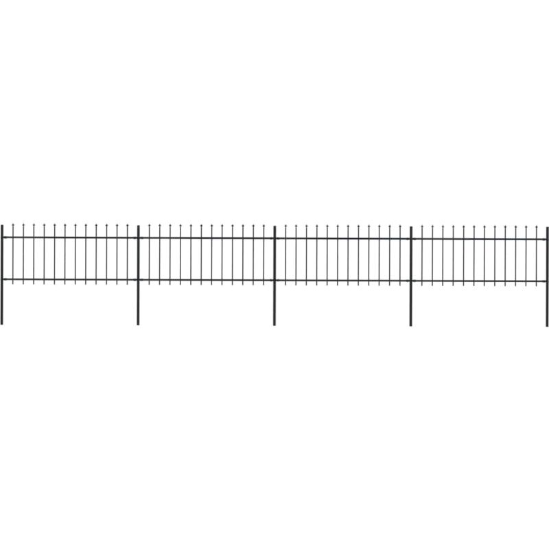 Clôture de jardin Brise vue Panneau de clôture avec dessus en lance Acier 6,8x0,8 m Noir 80587