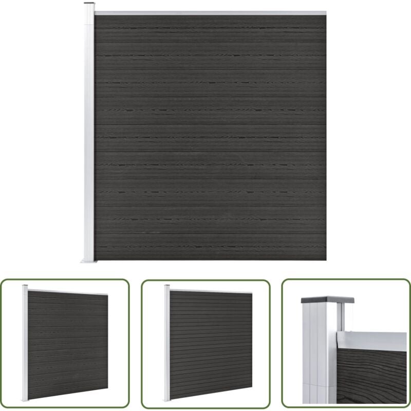 The Living Store Clôture de jardin wpc 175x186 cm Gris - Clôture Jardin - Clôture Résidentielle - Clôture wpc - Clôture Composite - Clôture Grise