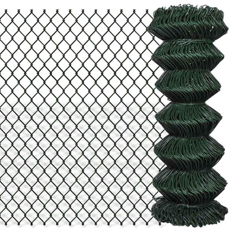 INLIFE Clôture à mailles losangées Acier 1x15 m Vert
